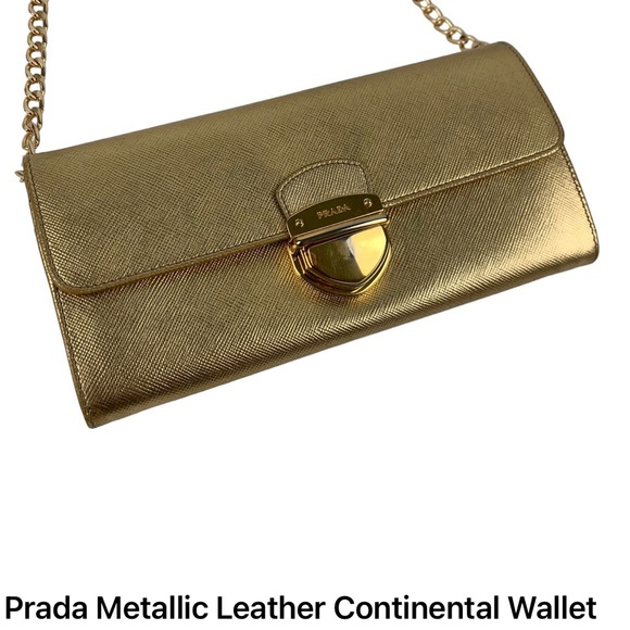 Prada Gold Metallic Leather Wallet - Picture 1 of 6